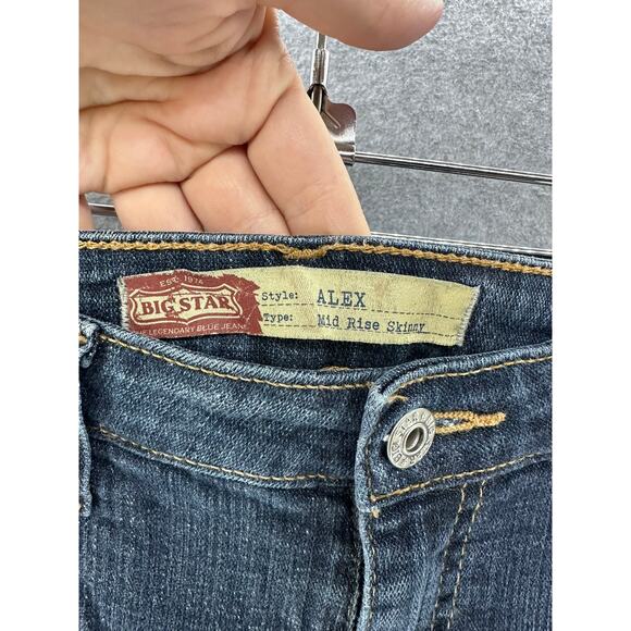 Big Star Alex Women's sz 29 Mid Rise Stretchy Embroidered Pocket  Skinny Jeans - Picture 3 of 8